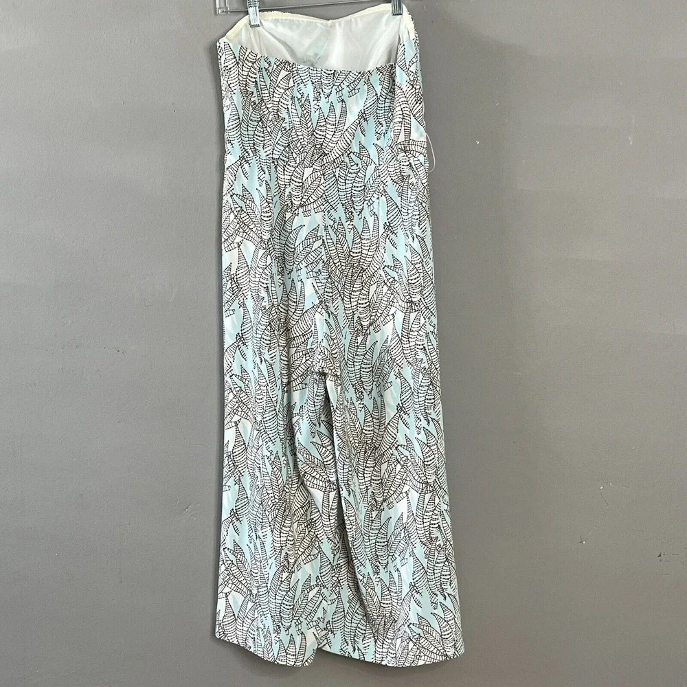 H & M Strapless Leaf Print Jumpsuit Resortwear‎ Coastal Cowgirl Crop Wide-Leg 10 - Picture 8 of 14